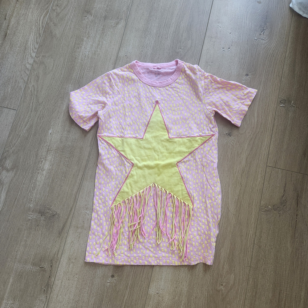 Stella McCartney Kids Pink Tee with Yellow Star Fringe